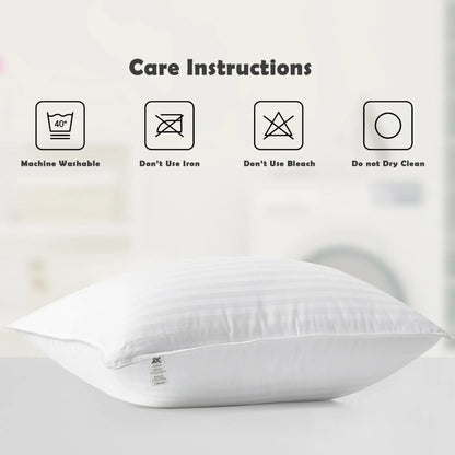 LUX Décor Bed Pillows Set of 2 – Hotel Collection Stripe Down Alternative for Back, Stomach & Side Sleepers