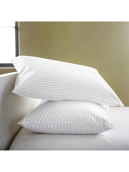 LUX Décor Bed Pillows Set of 2 – Hotel Collection Stripe Down Alternative for Back, Stomach & Side Sleepers