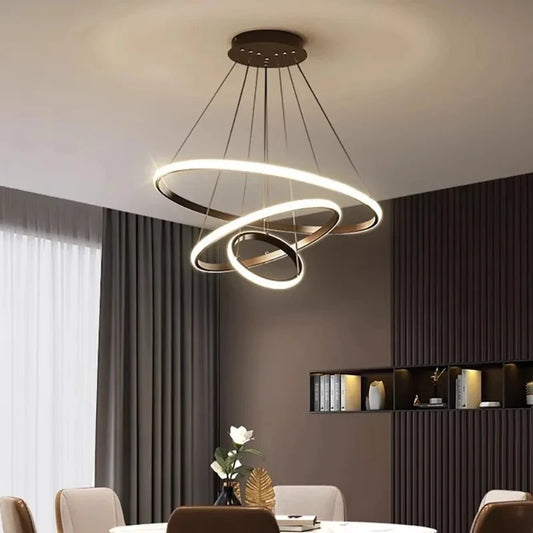 LIMIT LIGHT Modern LED Pendant Lights Nordic Ring-shaped Ceiling Chandelier Living Dining Room Black Gold Decor Hanging Lamp