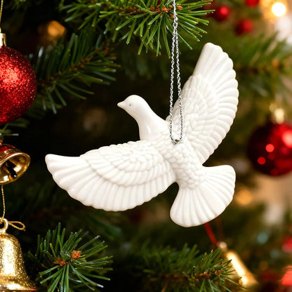 1/4pcs Resin White Dove Christmas Ornaments Xmas Tree Hanging Pendants 2026 New Year Party Home Wall DIY Decoration Kids Gifts