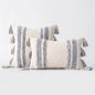 Grey and White Geometric Tufted Cushion Cover Bohemian Tassel Pillow Covers Decorative Light Luxury Cushion Cover Home Decor