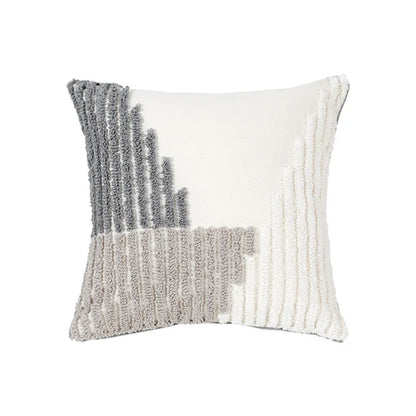 Grey and White Geometric Tufted Cushion Cover Bohemian Tassel Pillow Covers Decorative Light Luxury Cushion Cover Home Decor